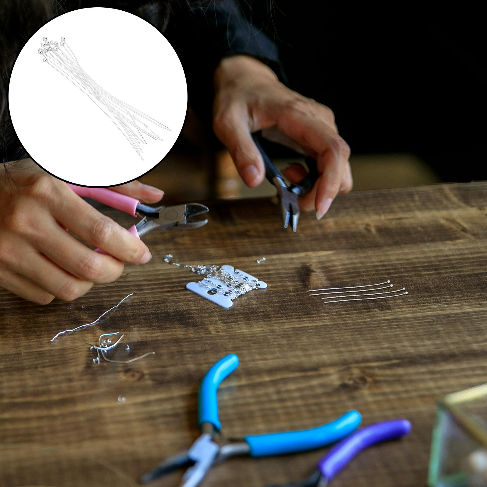 Jewelry Making Head Pins - 200 Adet Esnek Top Başlı İğne