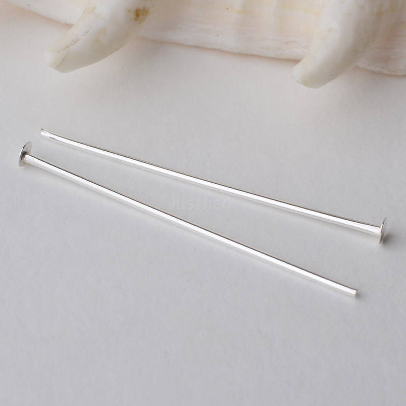 Jewelry Making Head Pins - 925 Ayar Gümüş Düz Başlı İğneler,