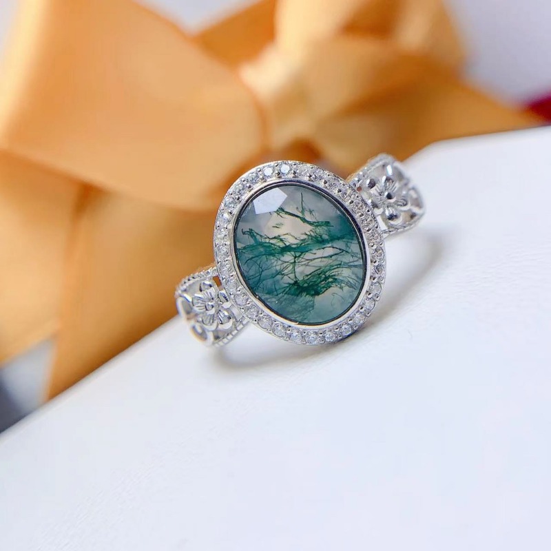 Jewelry Making University - Doğal 8*10mm altın kaplama Moss akik