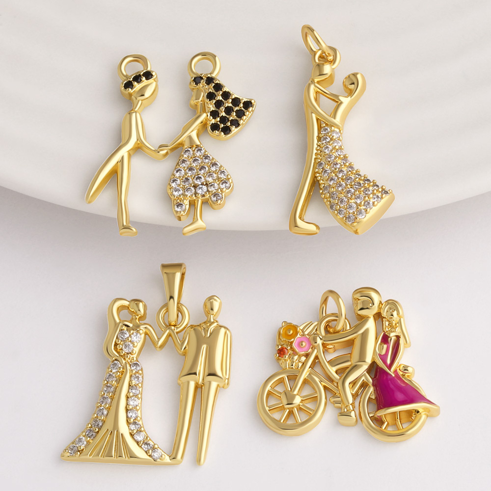 Jewelry Making For Couples - OCESRIO Altın Kaplama Pirinç Çift Sevgilisi