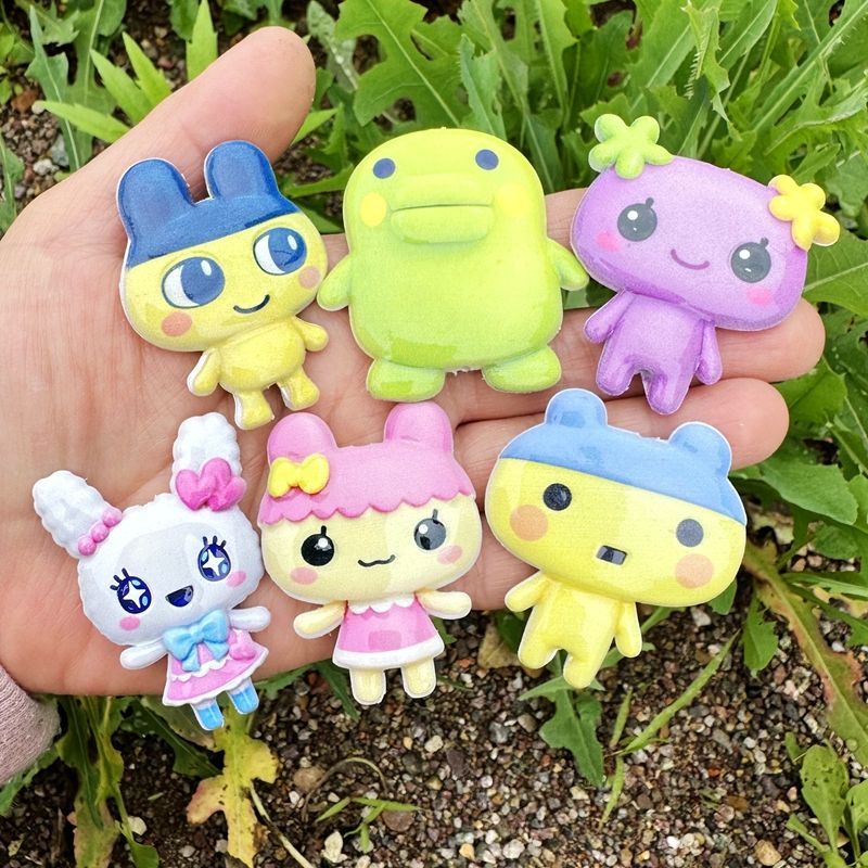 Jewelry Making Material - 45mm Karikatür Tamagotchi çift taraflı baskılı
