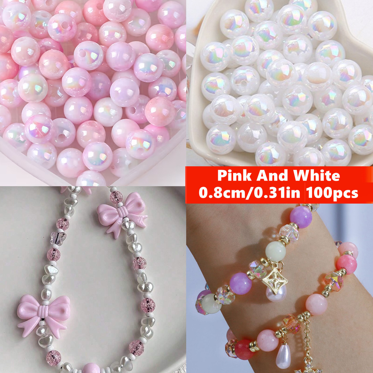 8mm 100 adet Pembe Sevimli Ve  - Jewelry Making For Couples incelemesi ve fiyatı